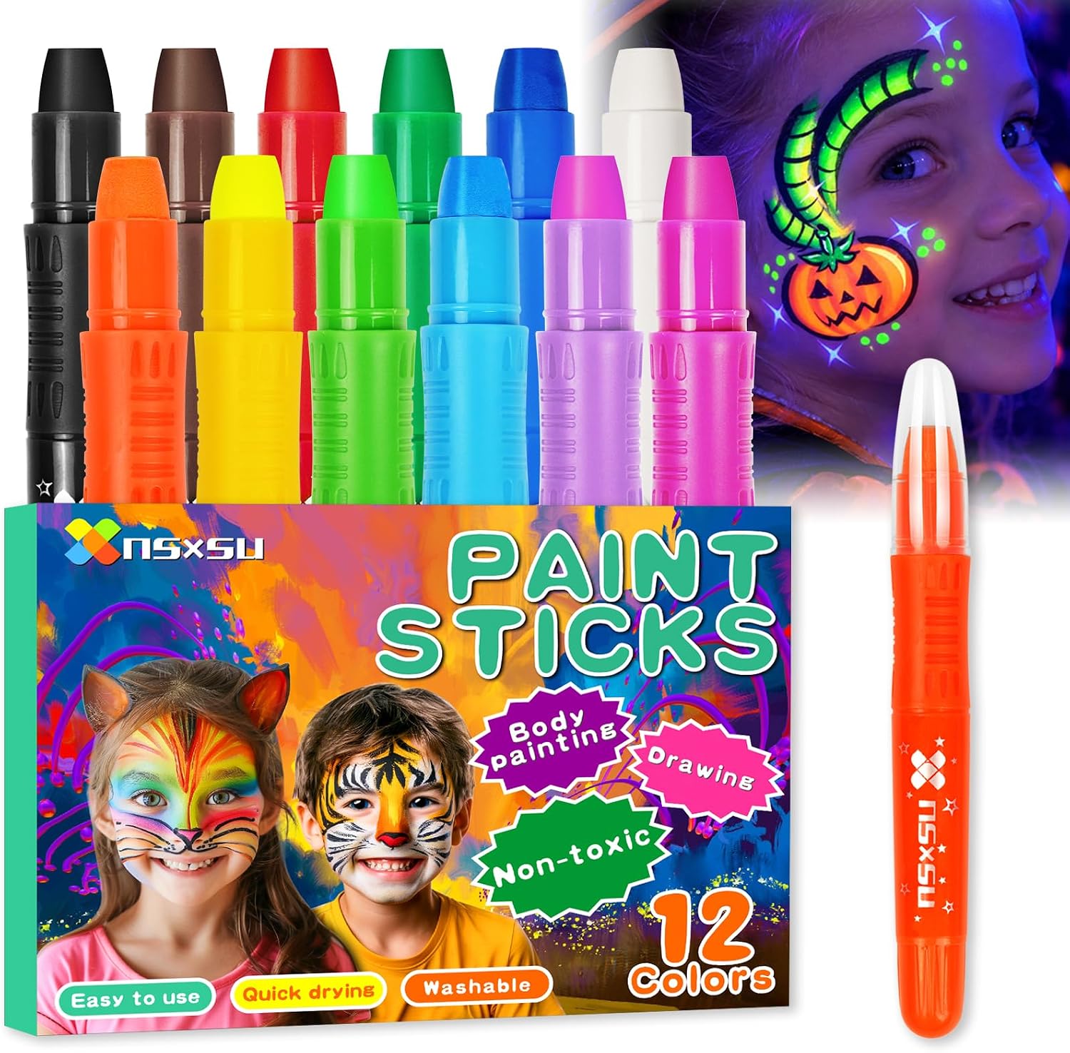 12 Face Paint Sticks Body Energy — WeirdThingsToBuy weird find