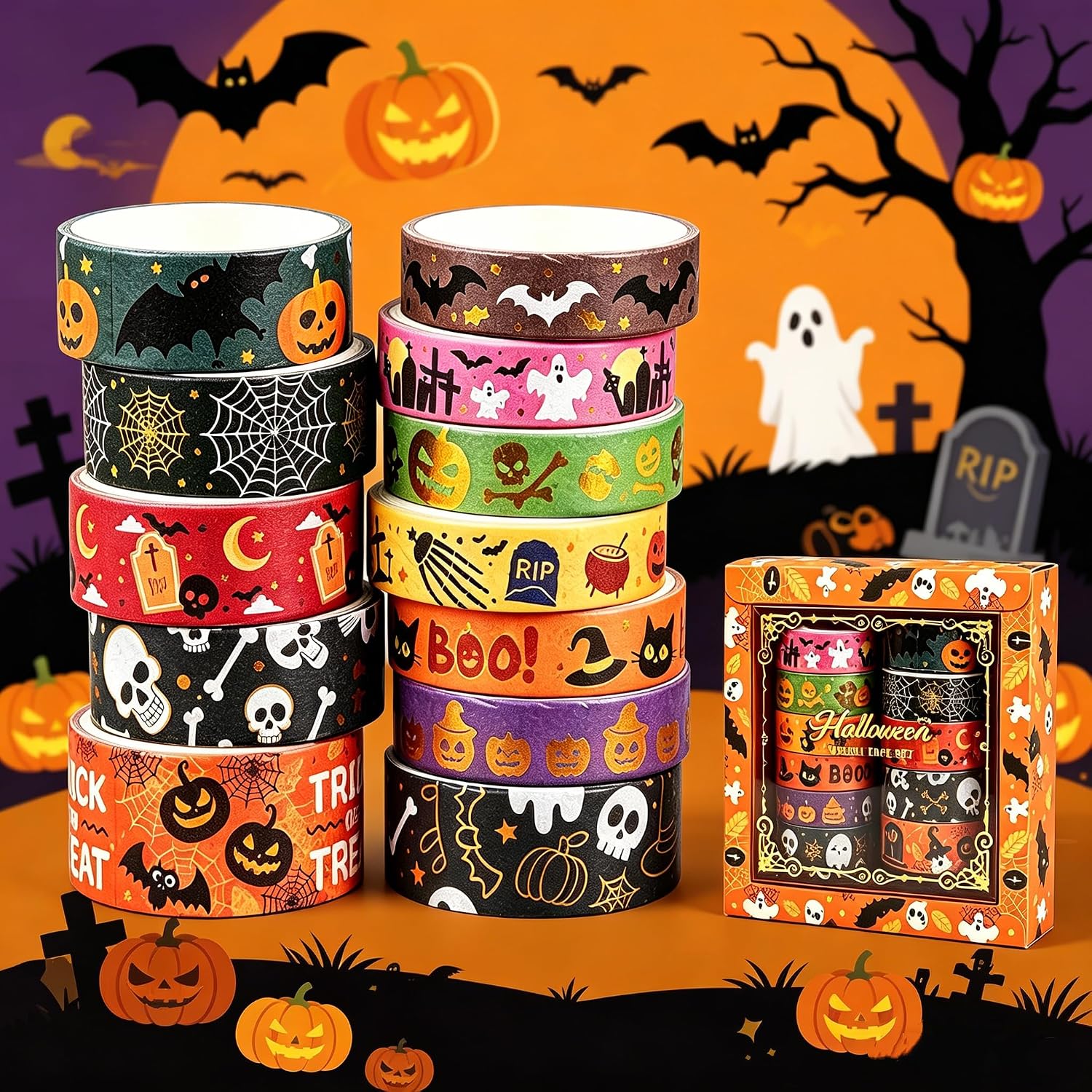 12 Rolls Halloween Washi Tape — WeirdThingsToBuy weird find