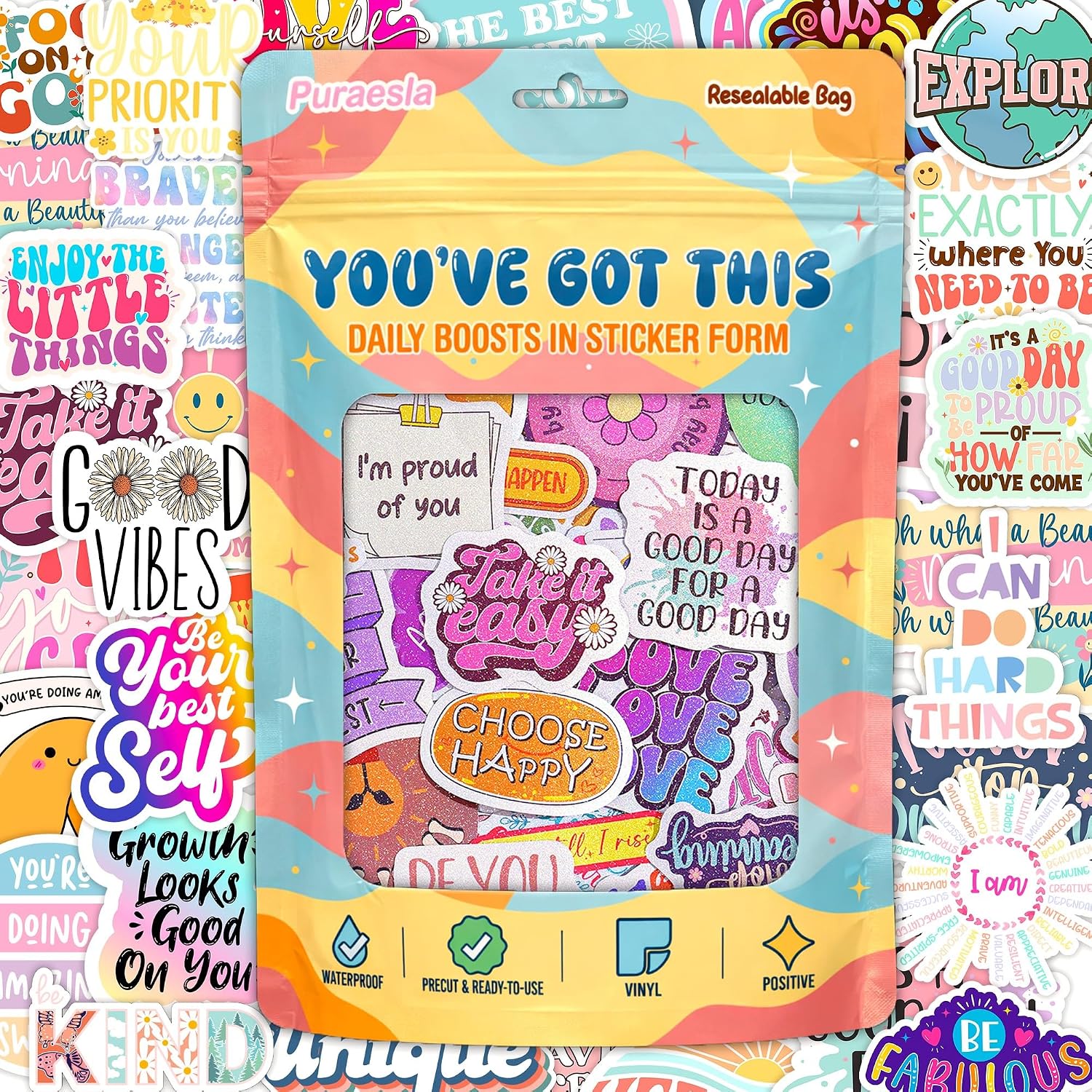 300 Glitter Positive Affirmation Stickers — WeirdThingsToBuy weird find