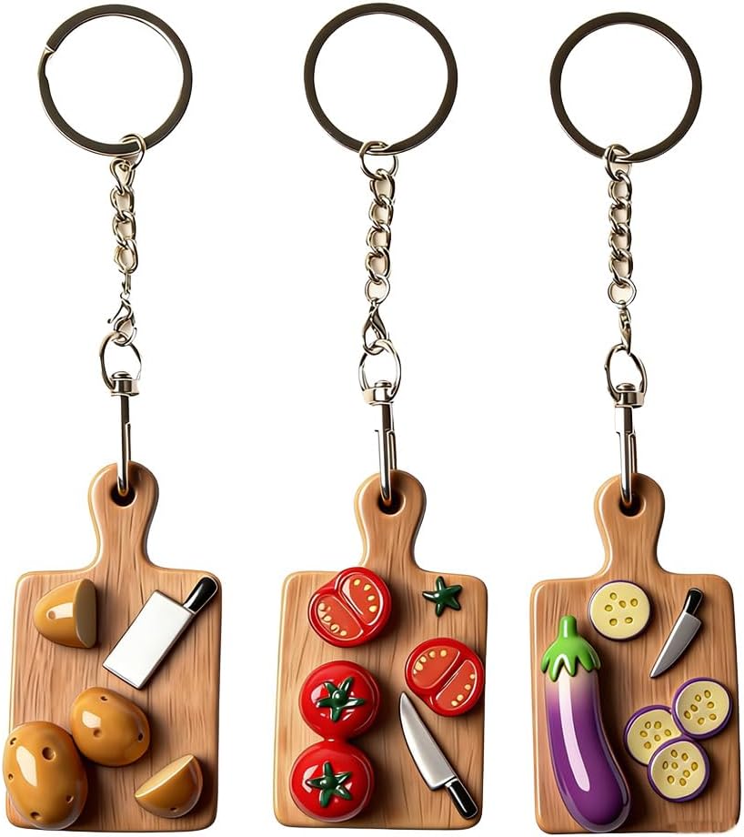 3pc Vegetable Shaped Resin Keychains Situation — WeirdThingsToBuy weird find