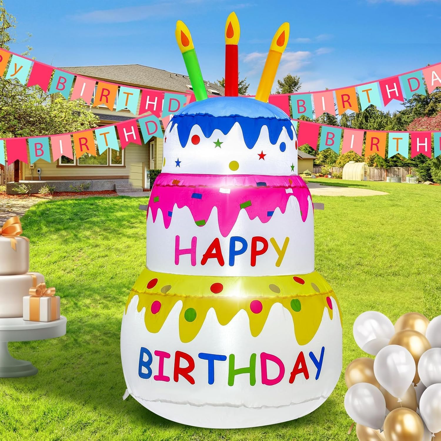 4ft Happy Birthday Inflatable Cake Situation — WeirdThingsToBuy weird find