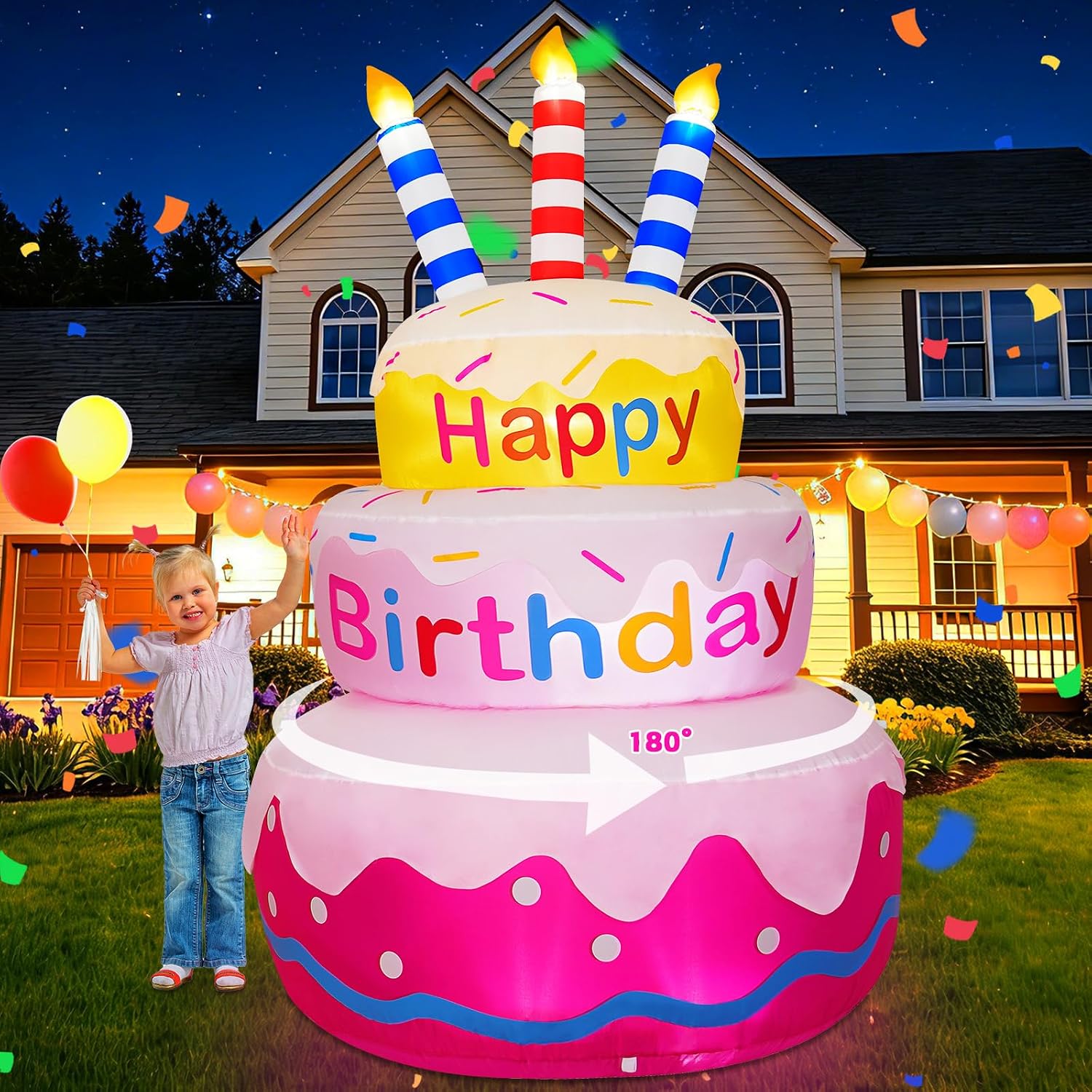 6ft Happy Birthday Inflatable Cake Energy — WeirdThingsToBuy weird find