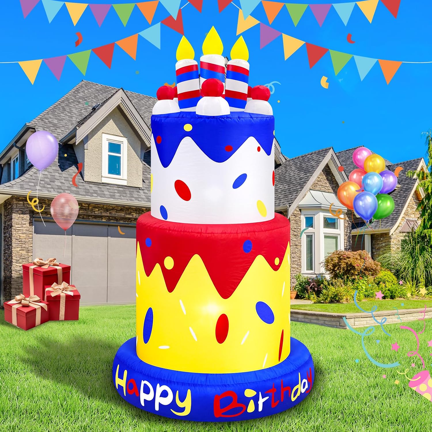 6ft Inflatable Happy Birthday Cake Situation — WeirdThingsToBuy weird find