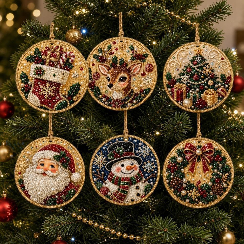 6pcs Wooden Christmas Ornaments Diy Situation — WeirdThingsToBuy weird find
