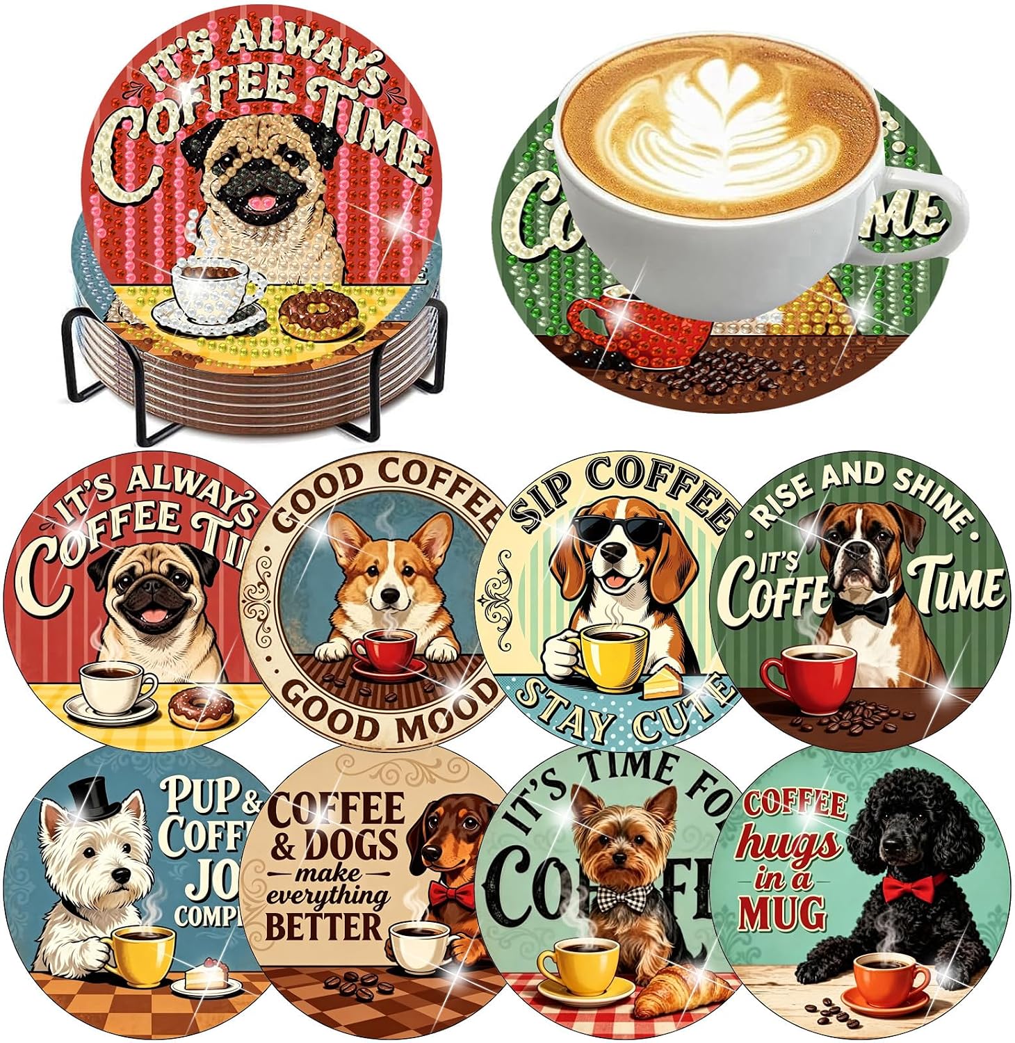 8 Pack Diamond Art Coasters Energy — WeirdThingsToBuy weird find