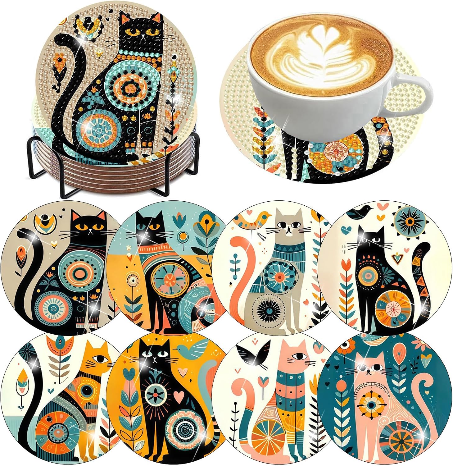 8 Pack Diamond Art Coasters Energy — WeirdThingsToBuy weird find