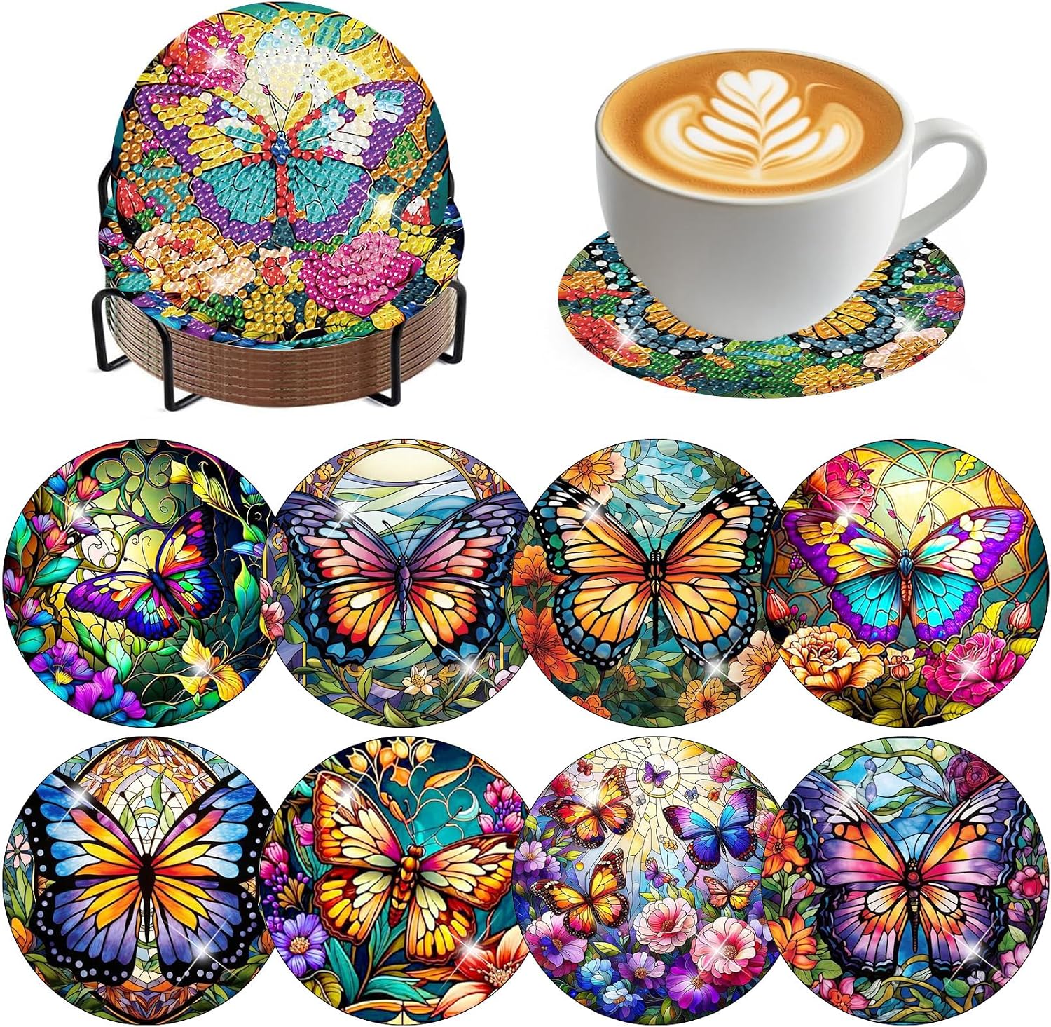 8 Pack Diamond Art Coasters Energy — WeirdThingsToBuy weird find