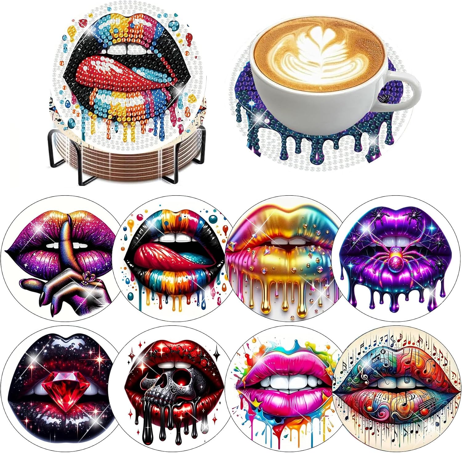 8 Pack Diamond Art Coasters Situation — WeirdThingsToBuy weird find