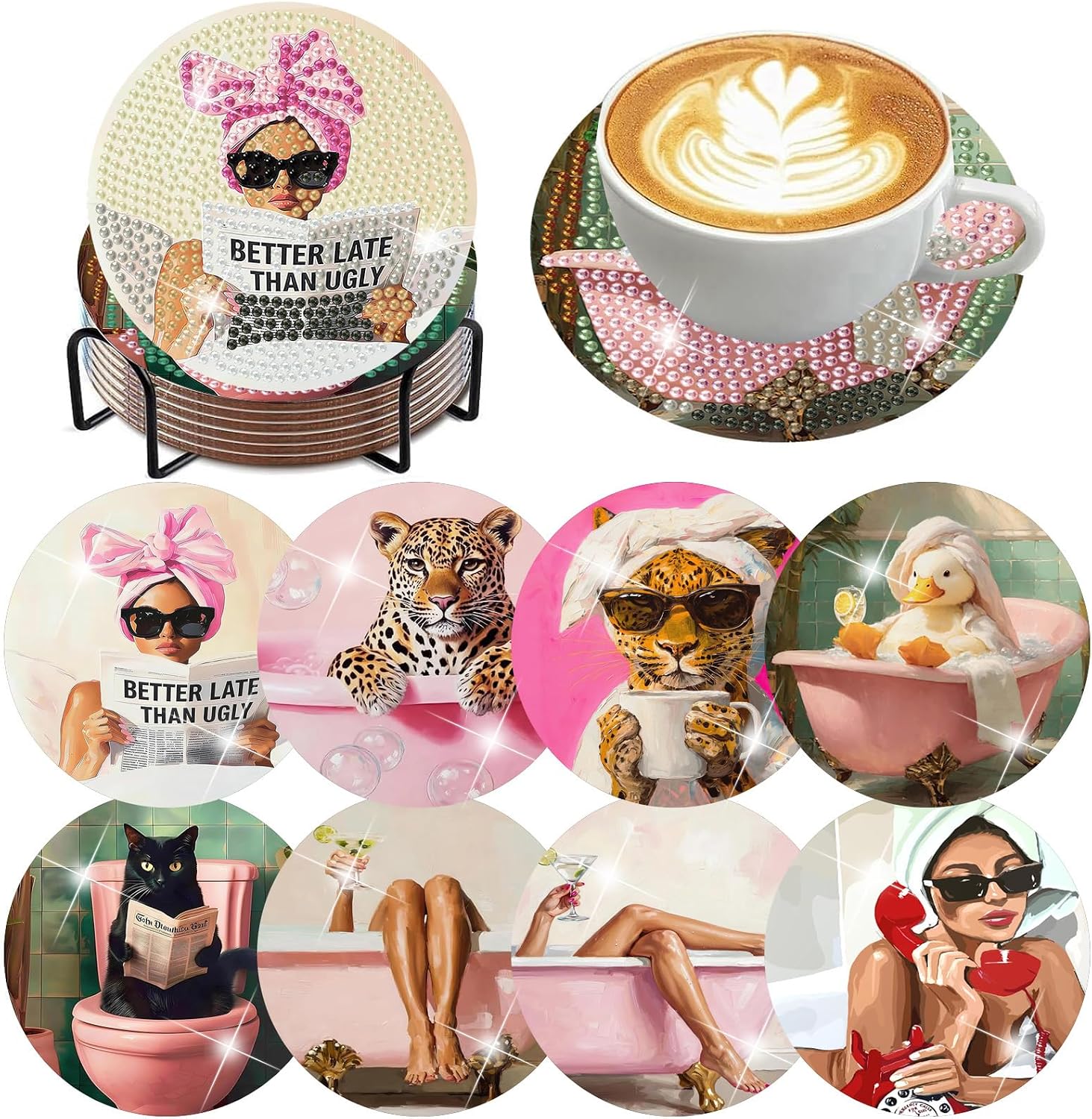 8 Pack Diamond Art Coasters — WeirdThingsToBuy weird find