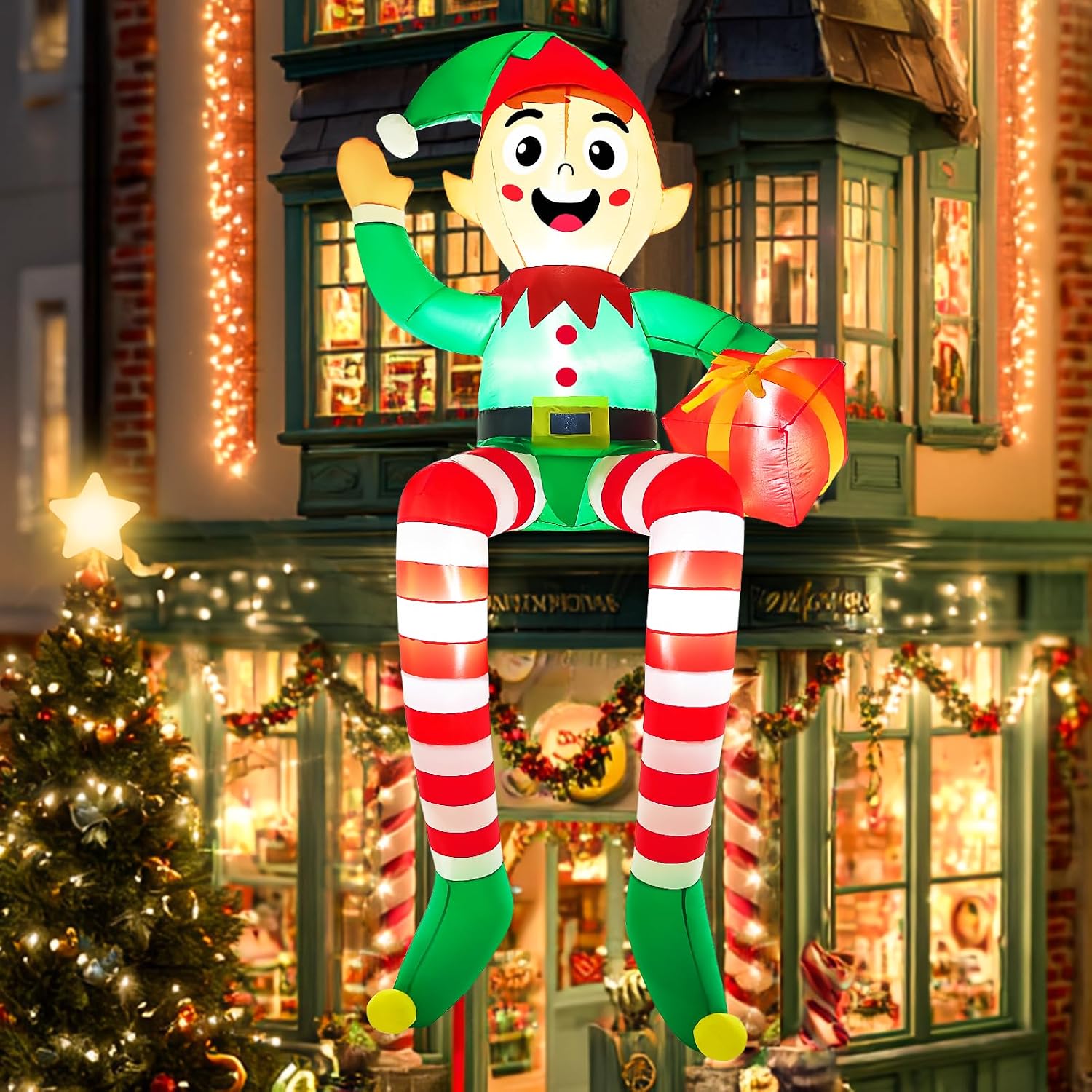 8ft Christmas Inflatables Elf Outdoor Energy — WeirdThingsToBuy weird find