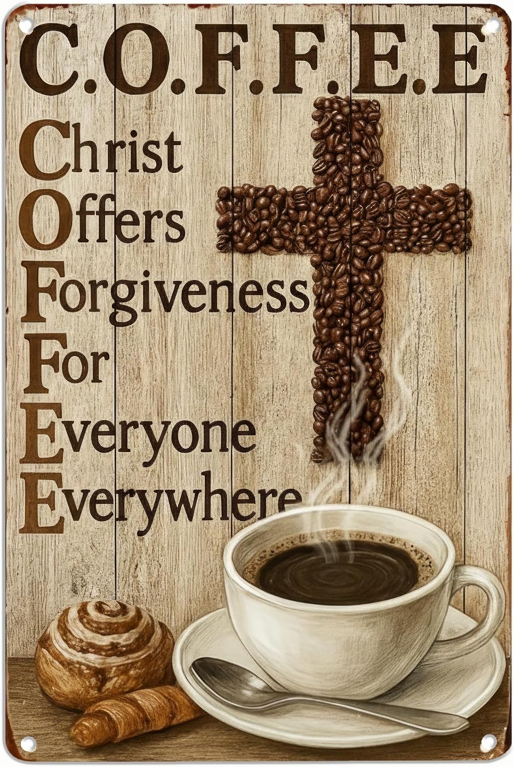 8x12 Inch Christian Coffee Metal Energy — WeirdThingsToBuy weird find