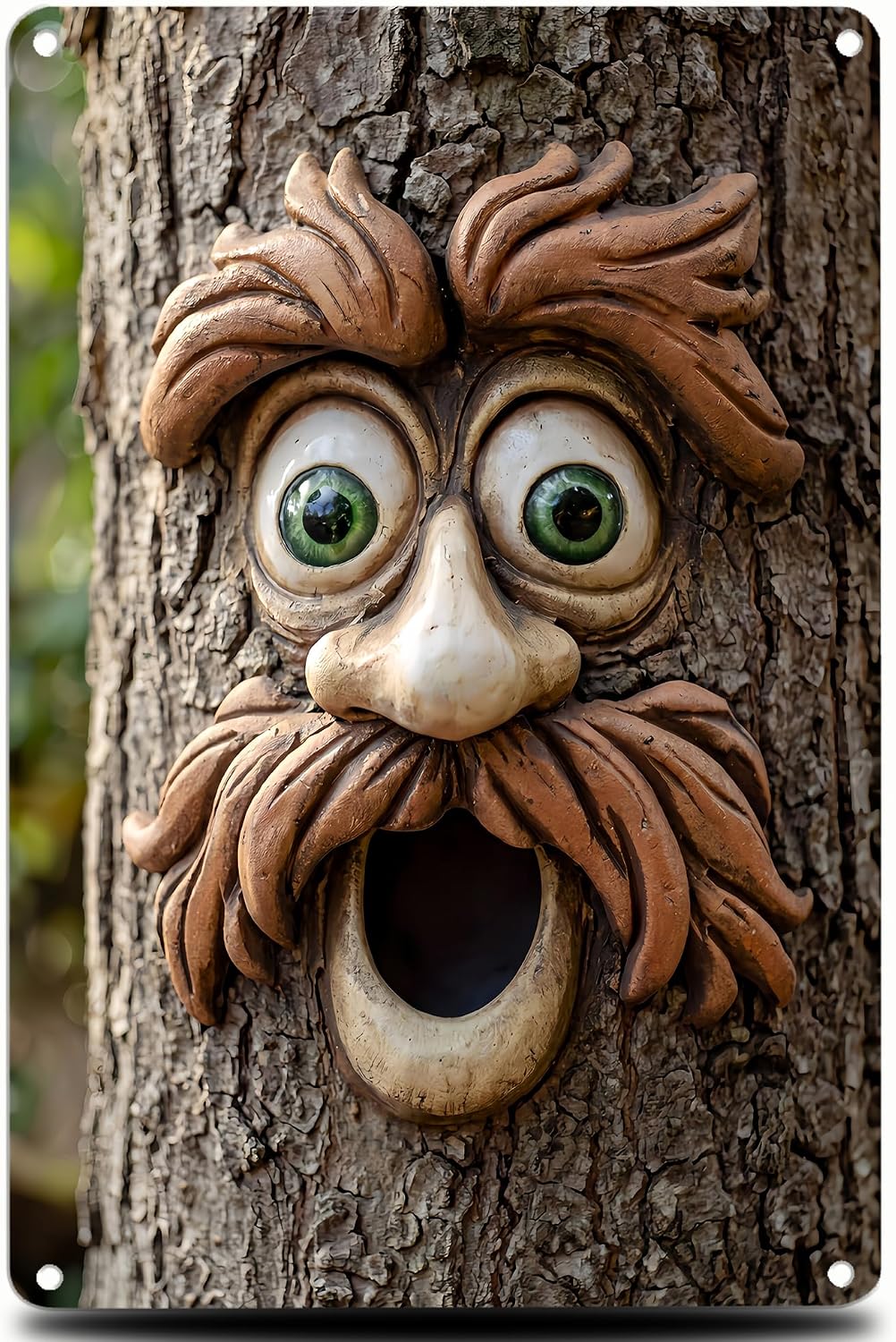 8x12 Inch Tree Face Metal Energy — WeirdThingsToBuy weird find