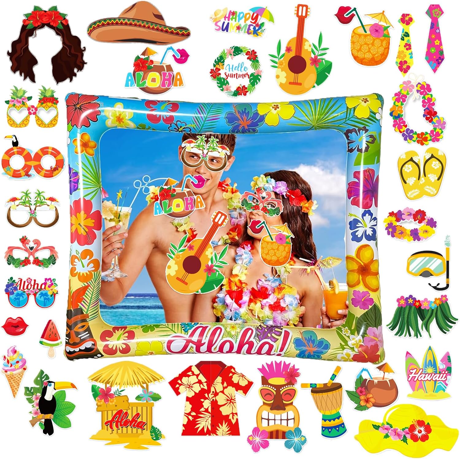 Acquwistach Hawaiian Photo Booth Props Energy — WeirdThingsToBuy weird find