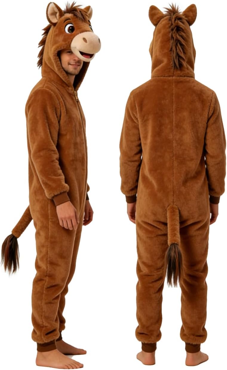 Adult Brown Horse Onesie Pajamas — WeirdThingsToBuy weird find