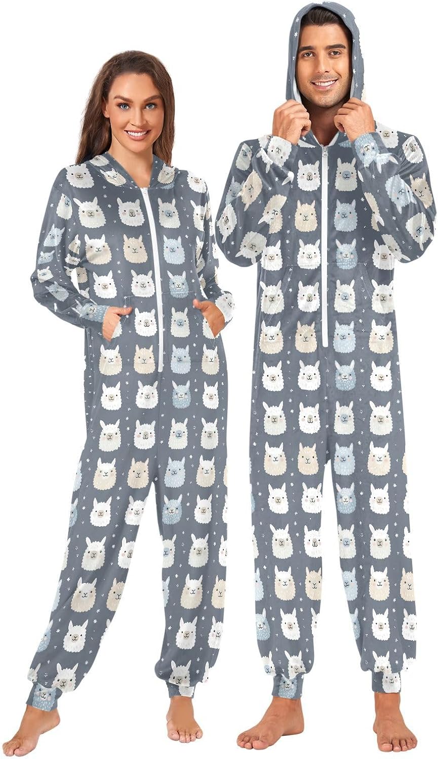 Adult Onesie Cute Llama Faces Energy — WeirdThingsToBuy weird find
