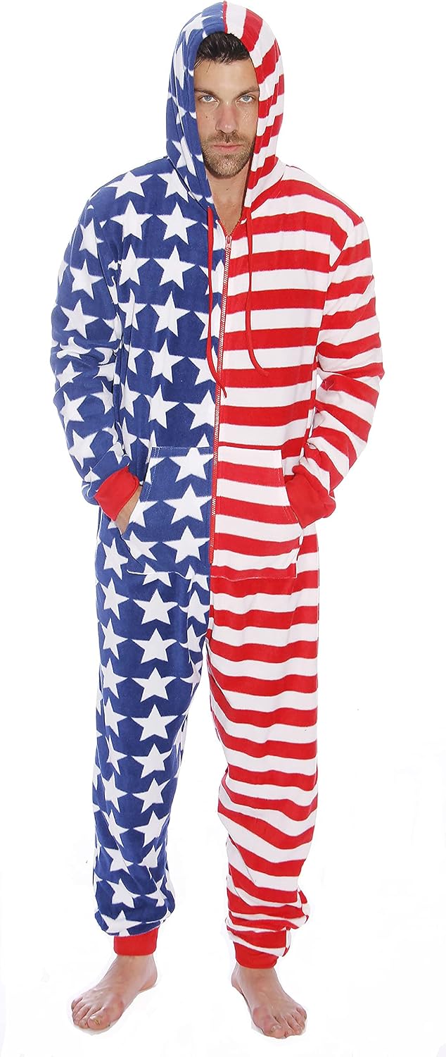 American Flag Adult Onesie Pajamas Situation — WeirdThingsToBuy weird find