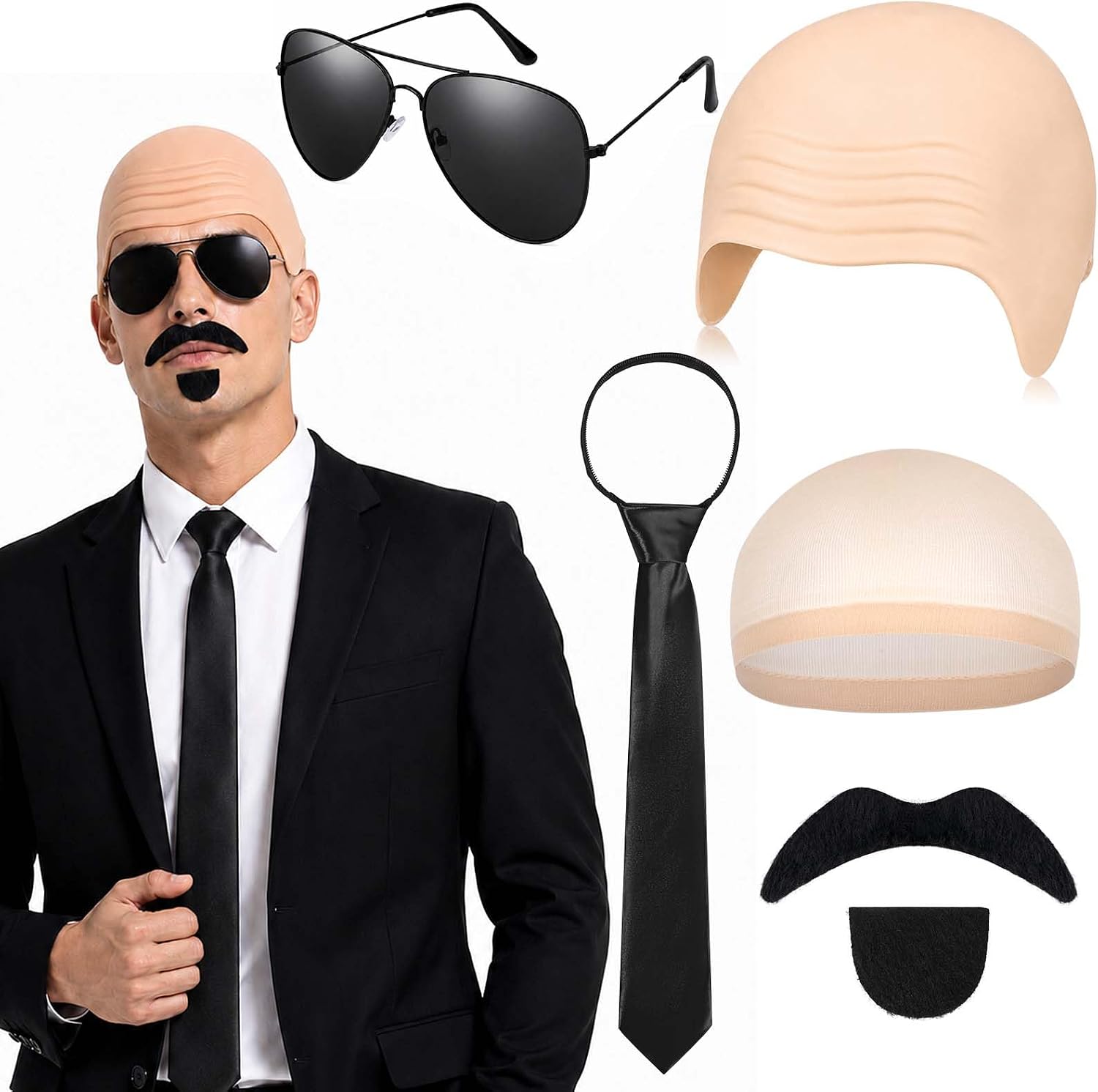 Bald Cap Costume Set Mustache — WeirdThingsToBuy weird find