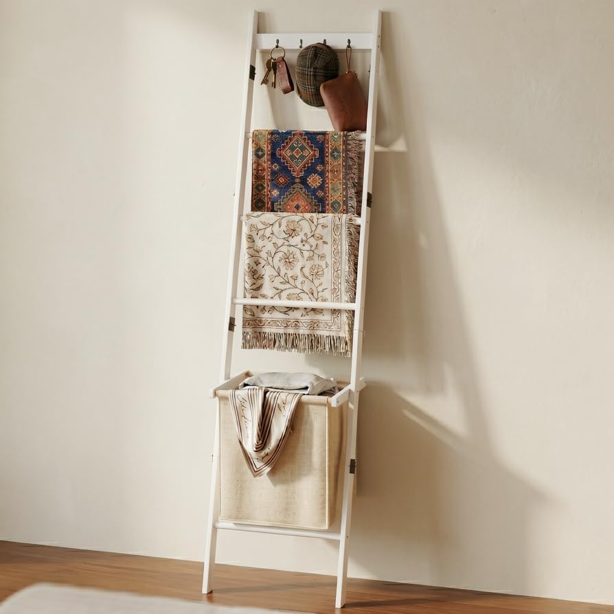 Bambang Bamboo Blanket Ladder Basket Situation — WeirdThingsToBuy weird find