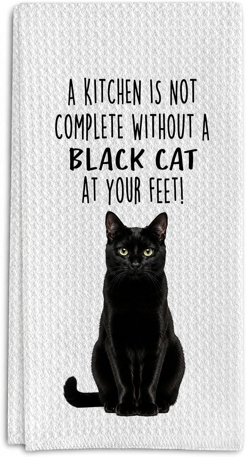 Black Cat Kitchen Towels Gifts — WeirdThingsToBuy weird find
