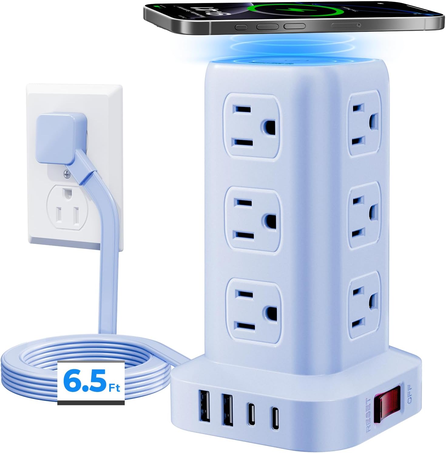 Blue Power Strip 12 Outlets Energy — WeirdThingsToBuy weird find