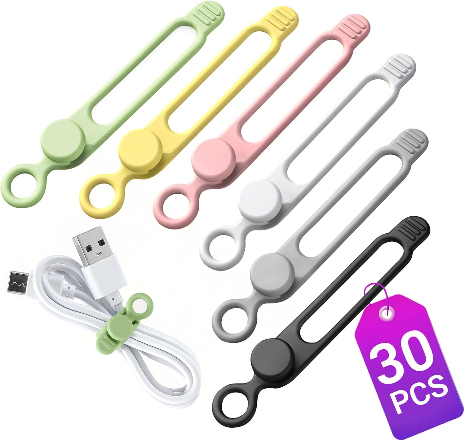 Certified 30 Silicone Cable Ties Reusable — WeirdThingsToBuy weird find