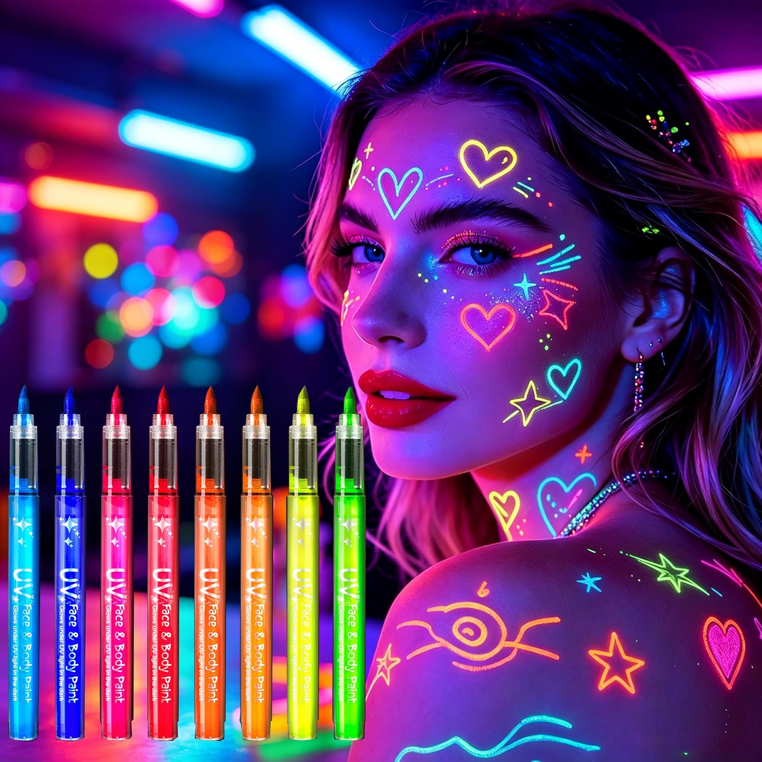Certified 8pcs uv Neon Glow Face — WeirdThingsToBuy weird find