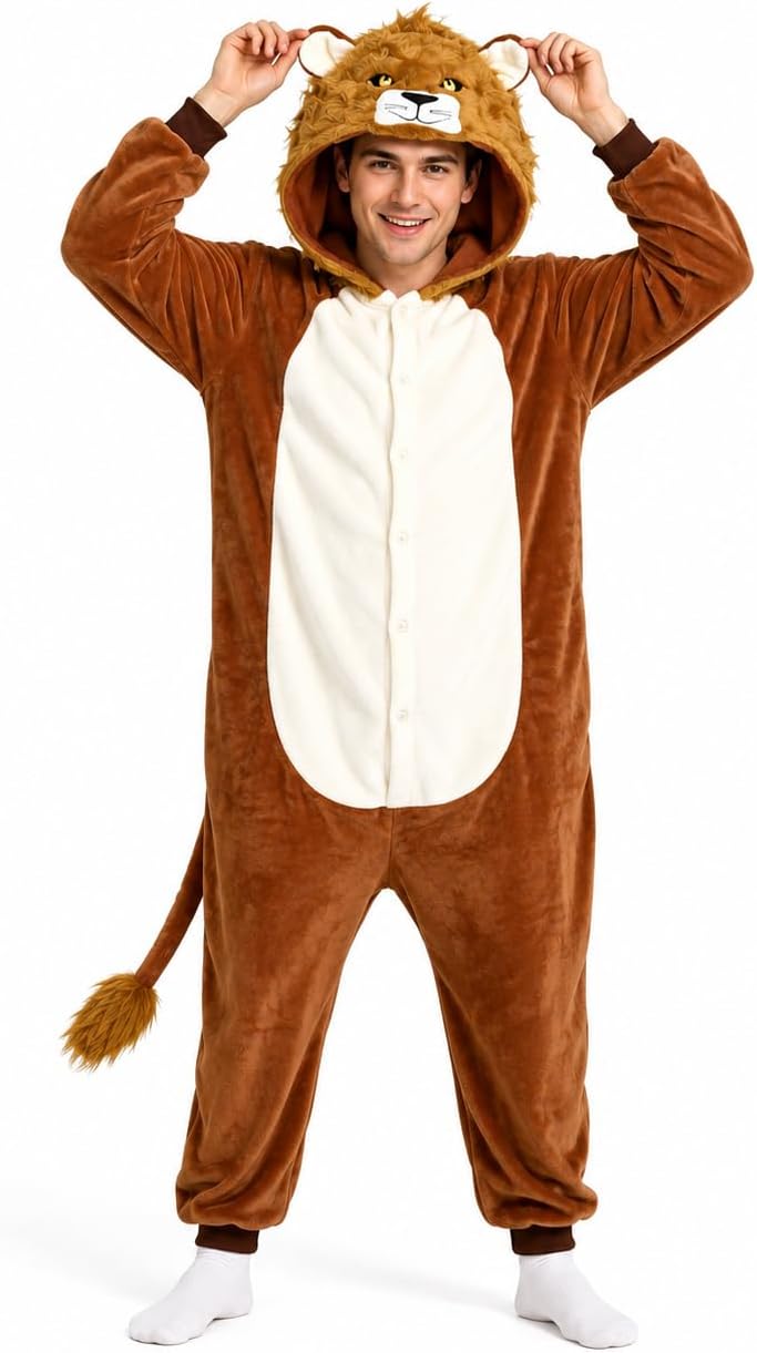Certified Adult Lion Costume Unisex Flannel — WeirdThingsToBuy weird find