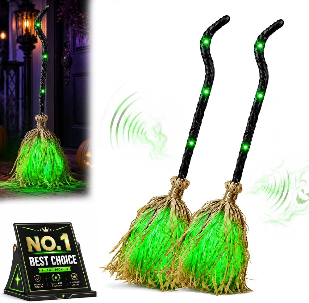 Certified Animated Witches Broom Halloween Decor — WeirdThingsToBuy weird find