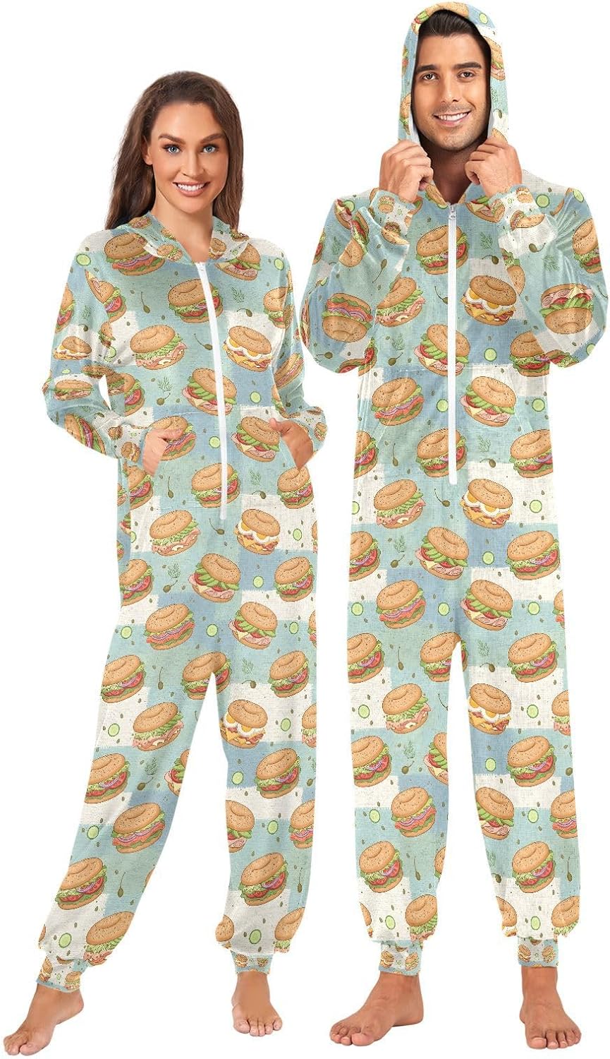 Certified Bagel Sandwich Pattern Adult Onesie — WeirdThingsToBuy weird find