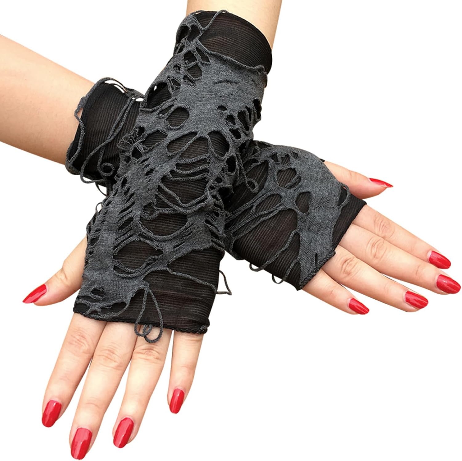 Certified Black Grey Punk Fingerless Gloves — WeirdThingsToBuy weird find