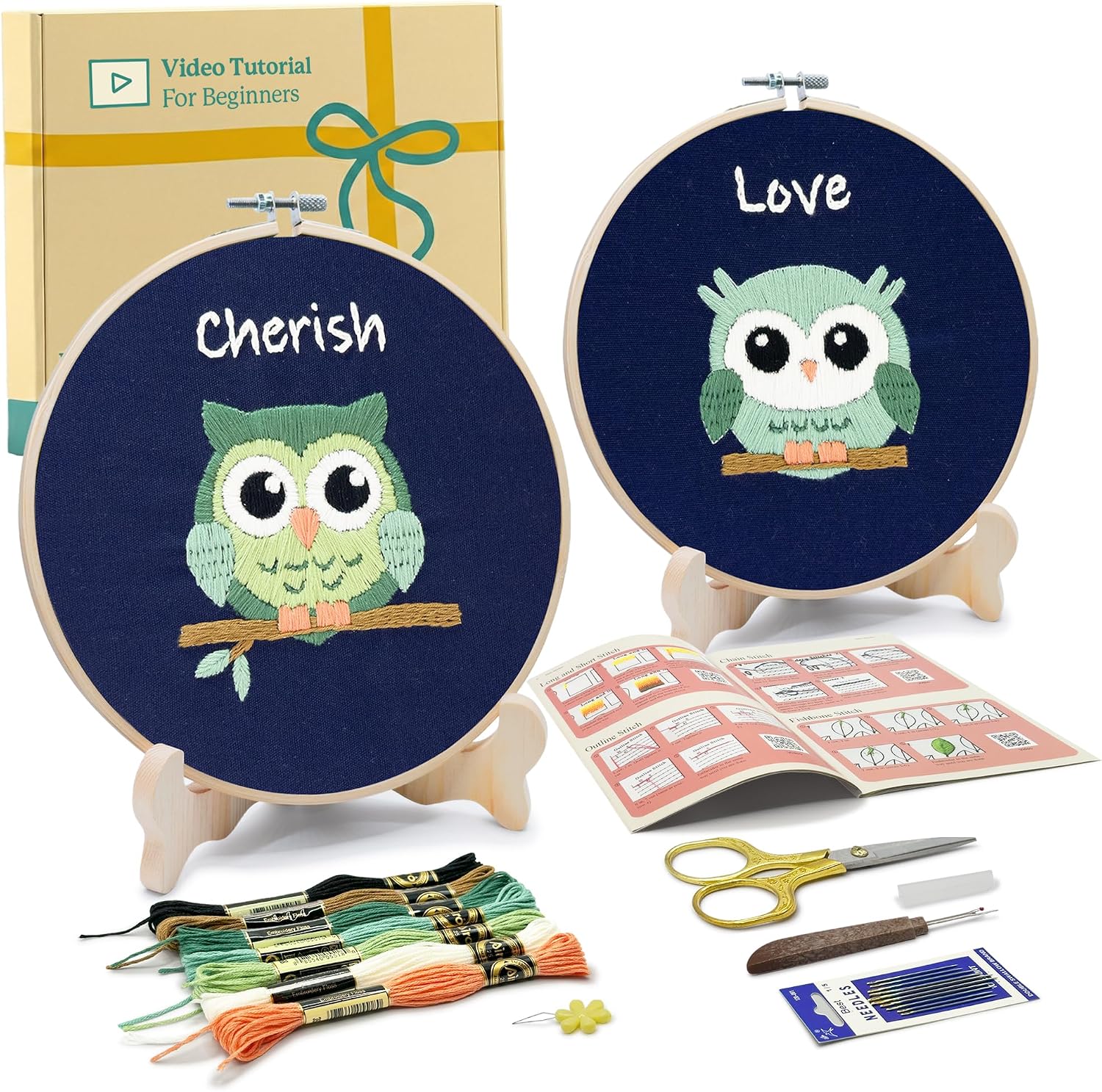 Certified Bradove Owls Embroidery Kit Beginners — WeirdThingsToBuy weird find