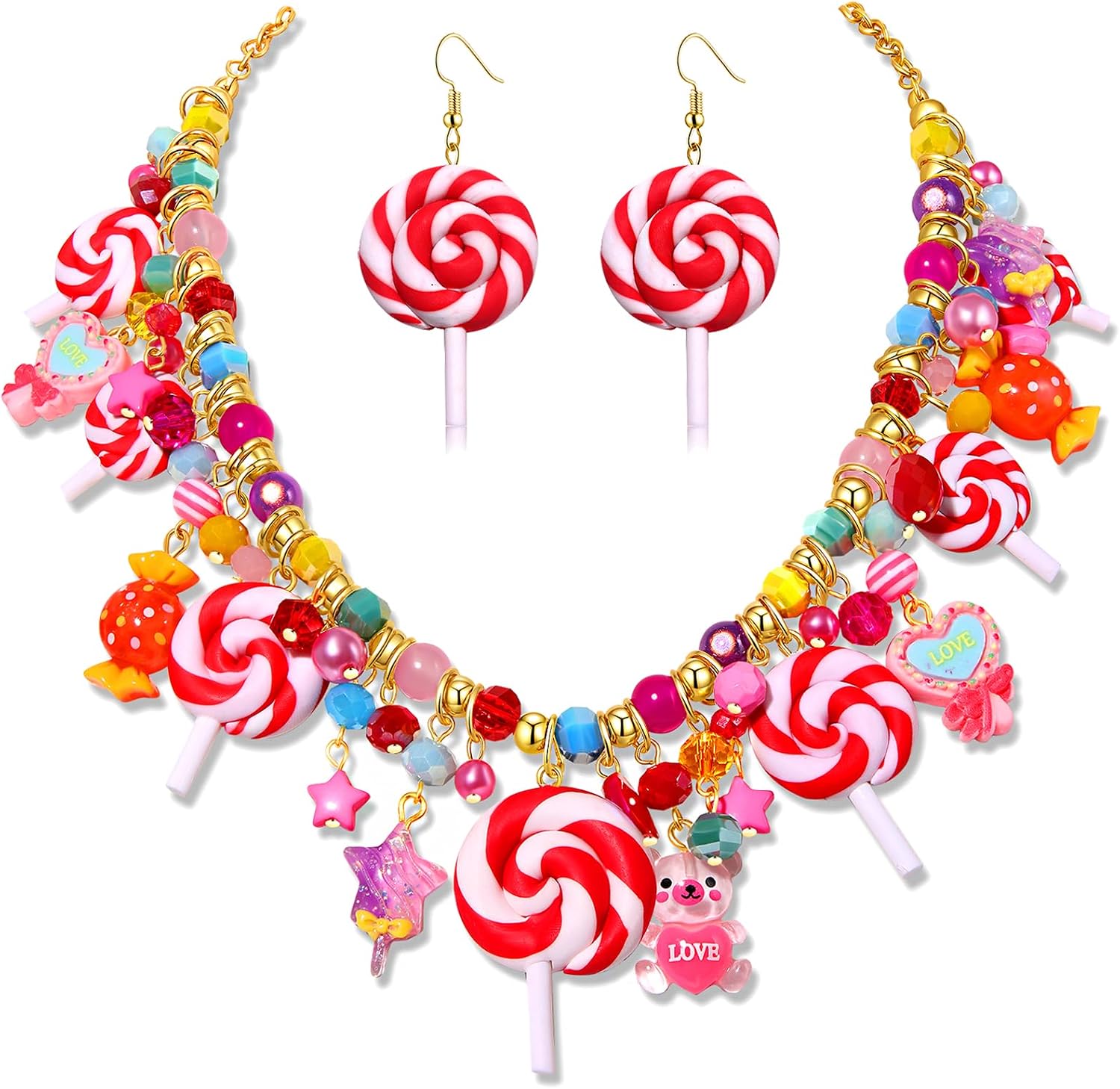 Certified Candy Necklace Earrings Women Christmas — WeirdThingsToBuy weird find