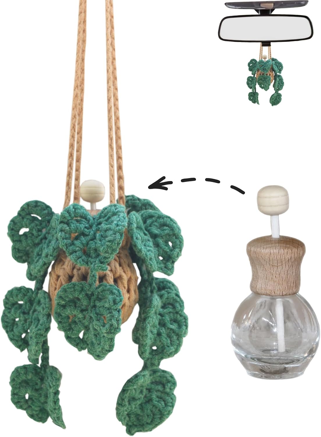Certified Cute Crochet Car Plant Monstera — WeirdThingsToBuy weird find