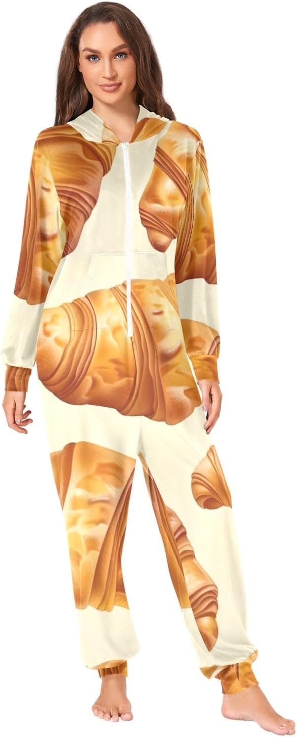 Certified Cute Croissant Beige Adult Onesie — WeirdThingsToBuy weird find