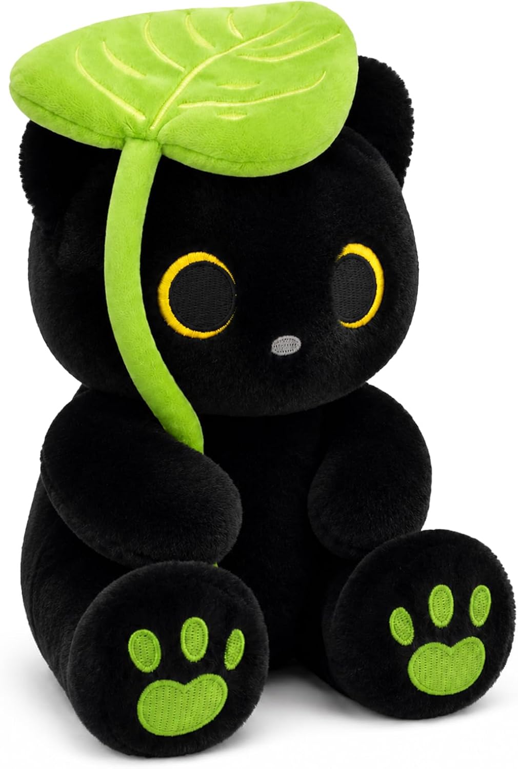 Certified Green Leaf Sitting Black Cat — WeirdThingsToBuy weird find