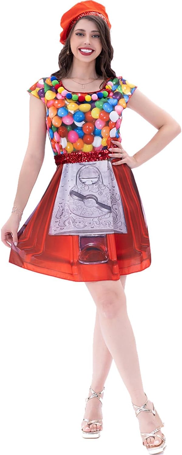 Certified Gumball Machine Costume Women Red — WeirdThingsToBuy weird find