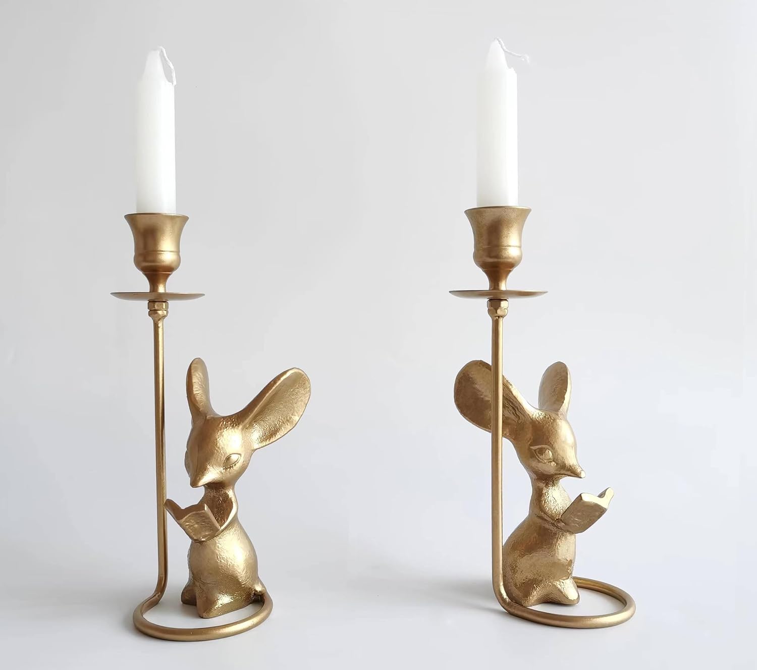 Certified Mouse Reading Taper Candle Holders — WeirdThingsToBuy weird find