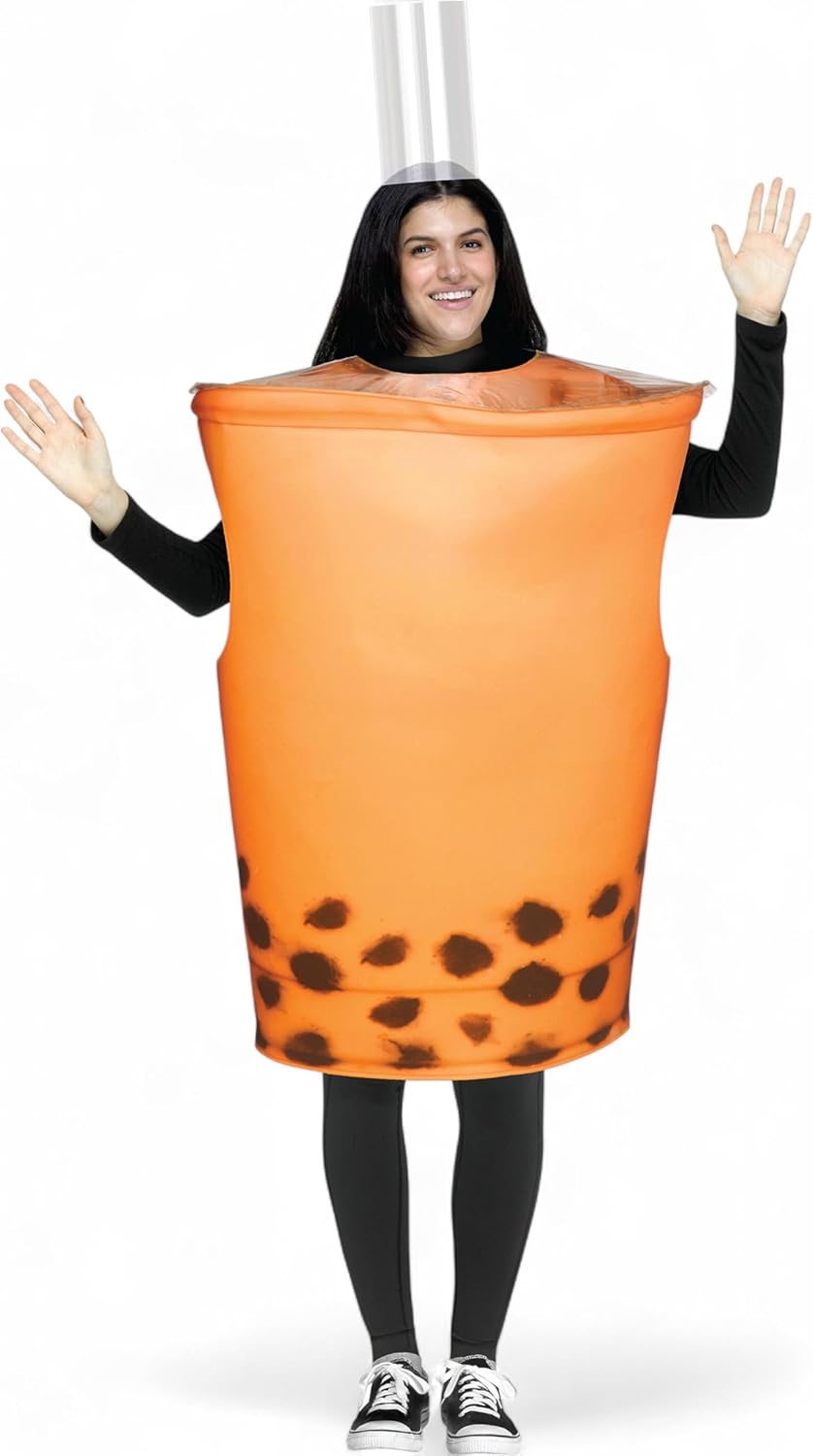 Certified Orange Bubble Tea Adult Costume — WeirdThingsToBuy weird find
