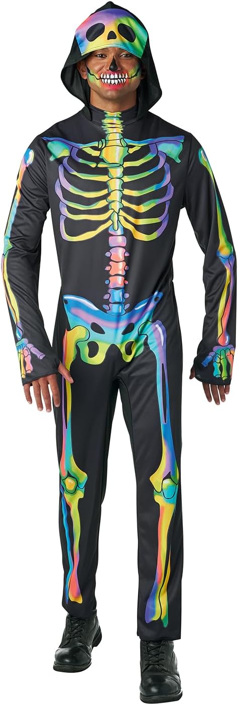 Certified Rainbow Skeleton Costume Hood Man — WeirdThingsToBuy weird find
