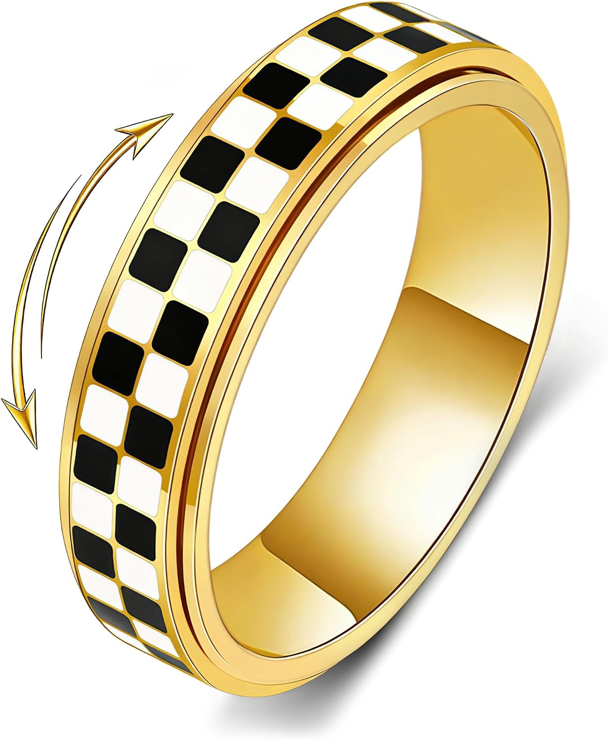 Checkered Fidget Ring Anxiety Relief Energy — WeirdThingsToBuy weird find