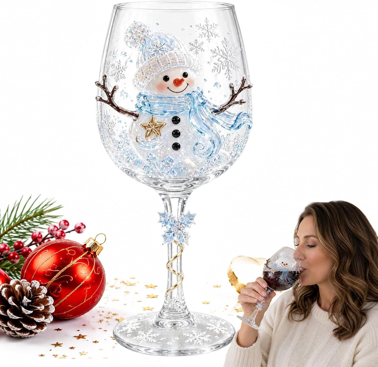 Christmas 3d Wine Glass Collection Energy — WeirdThingsToBuy weird find