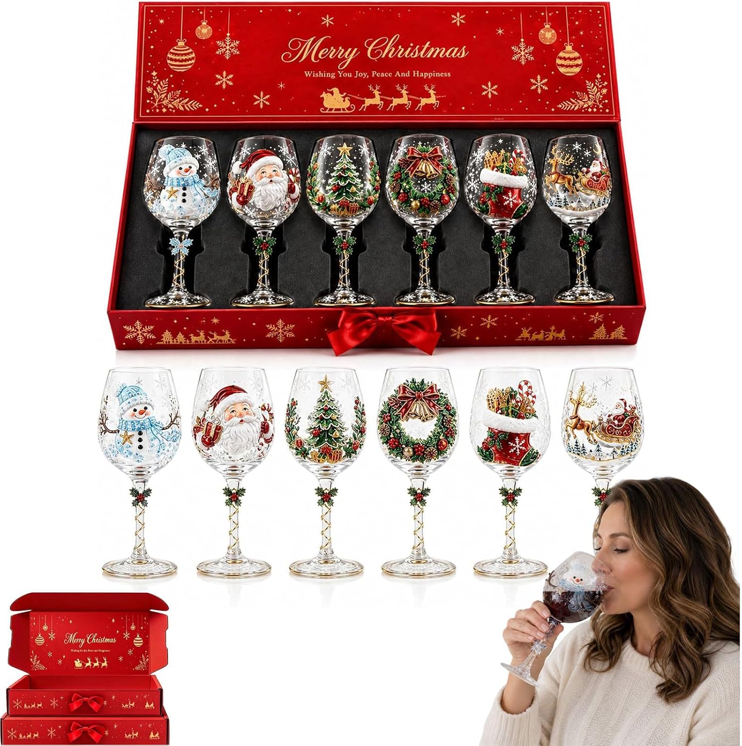 Christmas 3d Wine Glass Collection Energy — WeirdThingsToBuy weird find