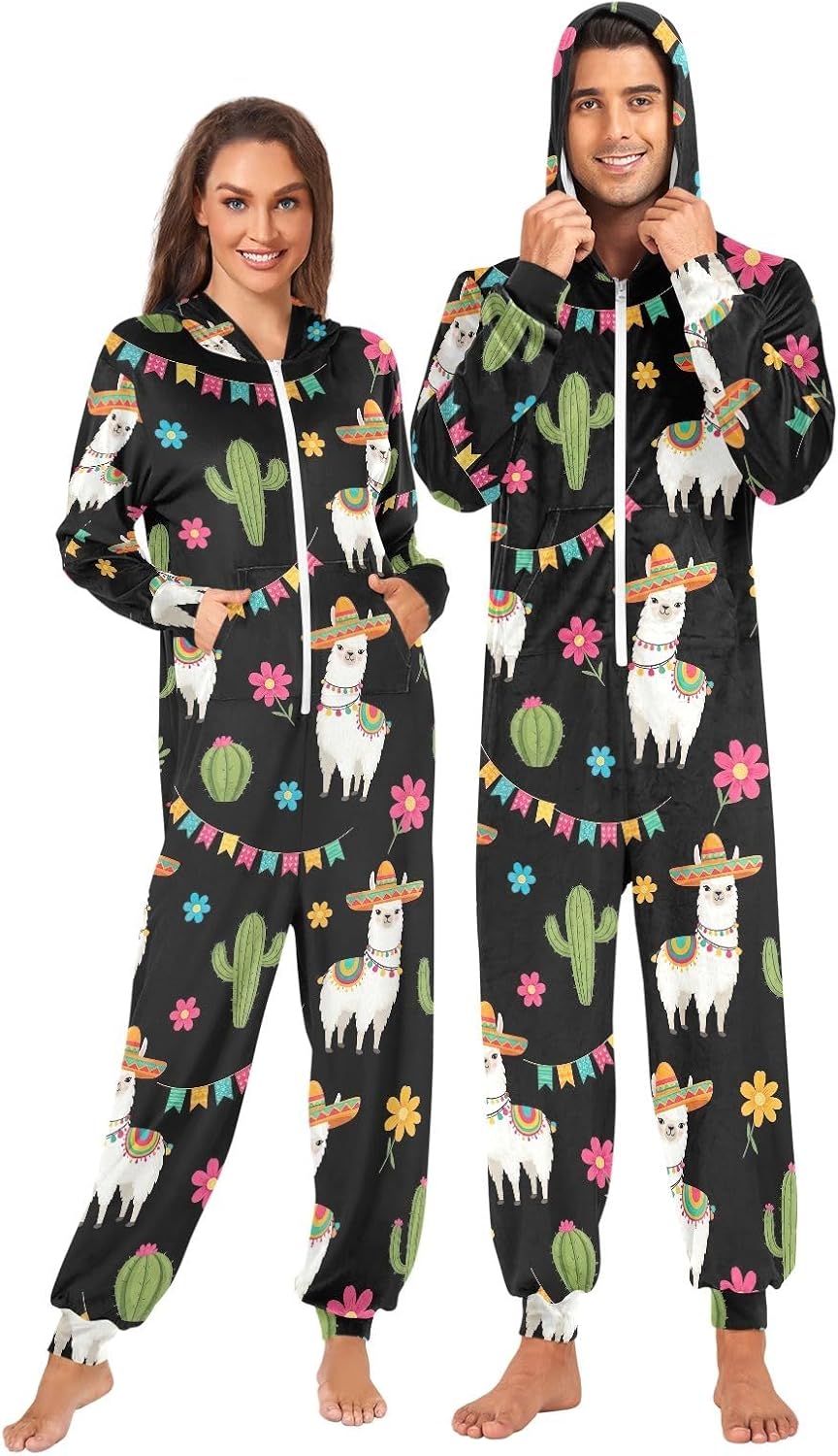 Cute Llamas Black Adult Onesie Situation — WeirdThingsToBuy weird find