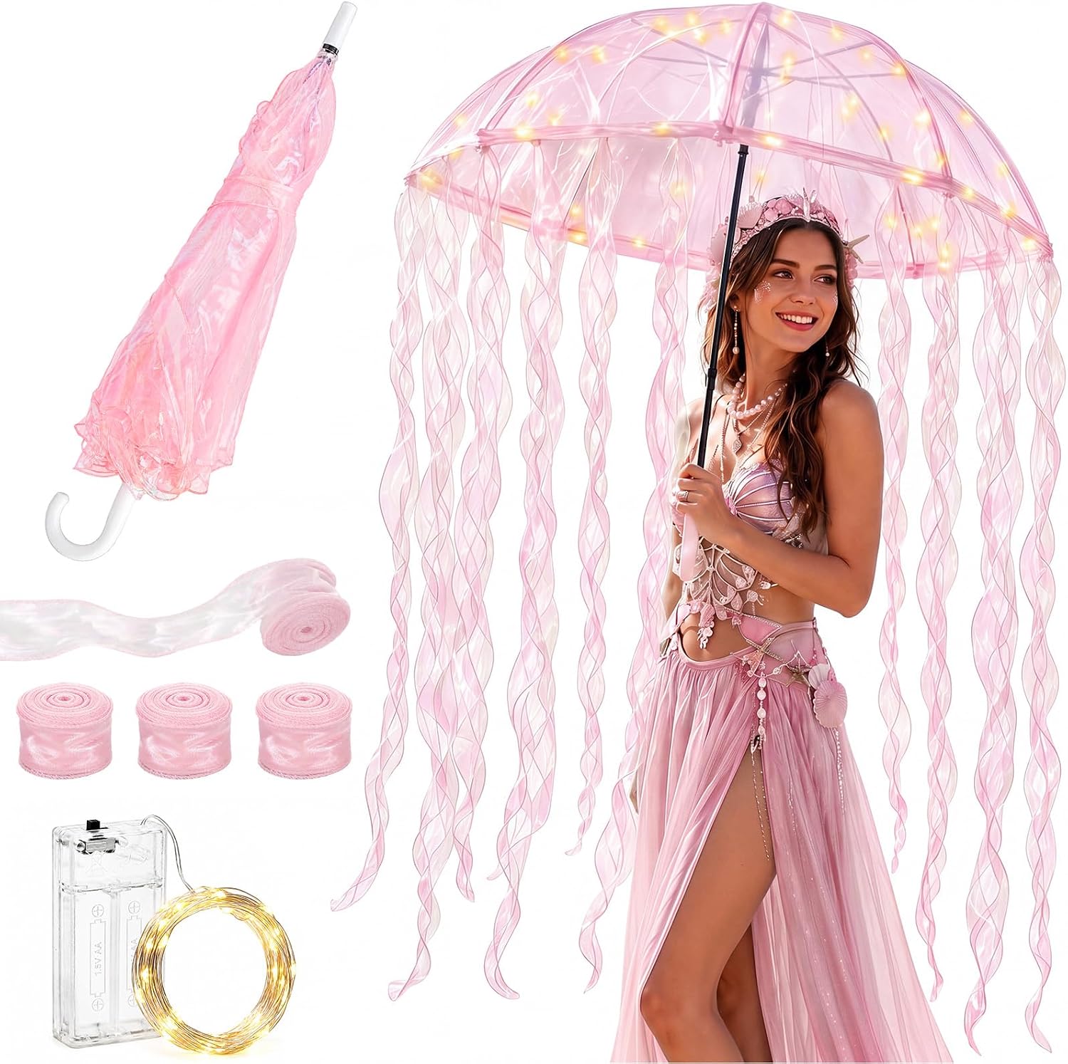 Dansydaisy Jellyfish Umbrella Led Mermaid Situation — WeirdThingsToBuy weird find
