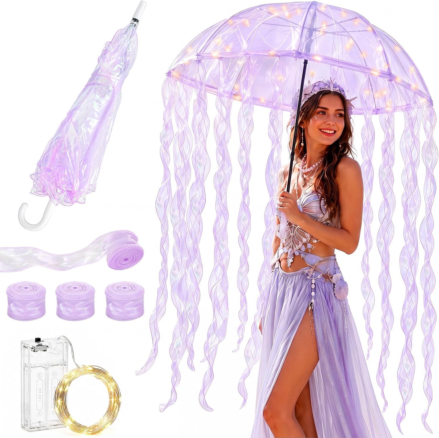 Dansydaisy Jellyfish Umbrella Led Mermaid Situation — WeirdThingsToBuy weird find