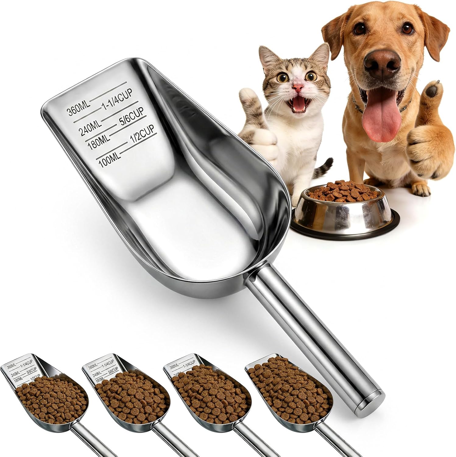 Dog Food Scoop Stainless Steel Energy — WeirdThingsToBuy weird find
