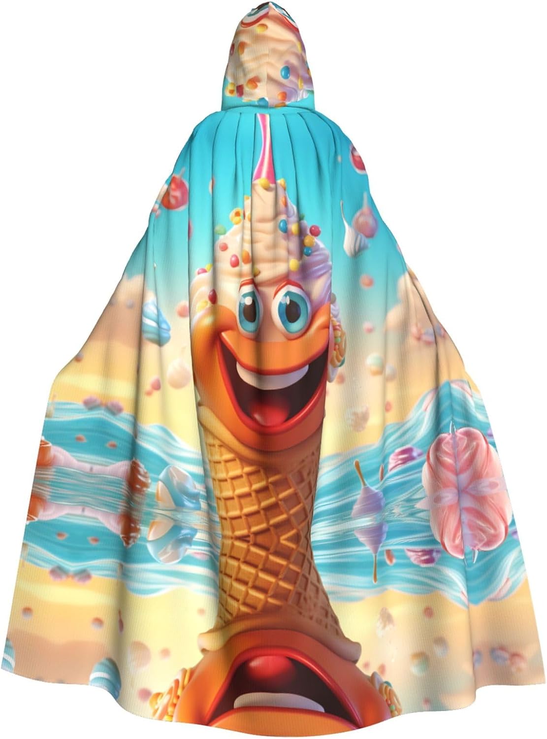 Frozen Yogurt Printed Hooded Cape Situation — WeirdThingsToBuy weird find