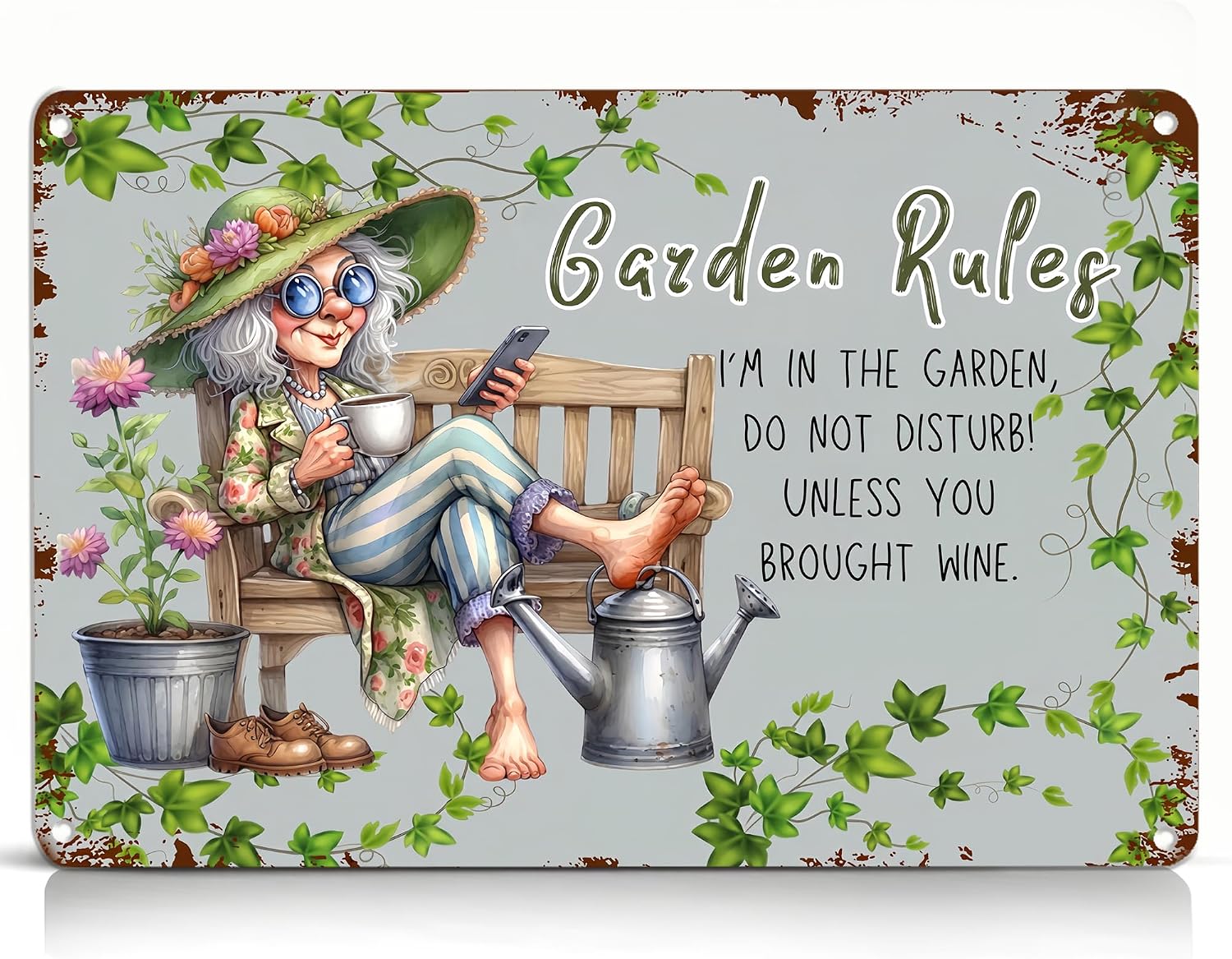 Fun Garden Rules Metal Tin Energy — WeirdThingsToBuy weird find