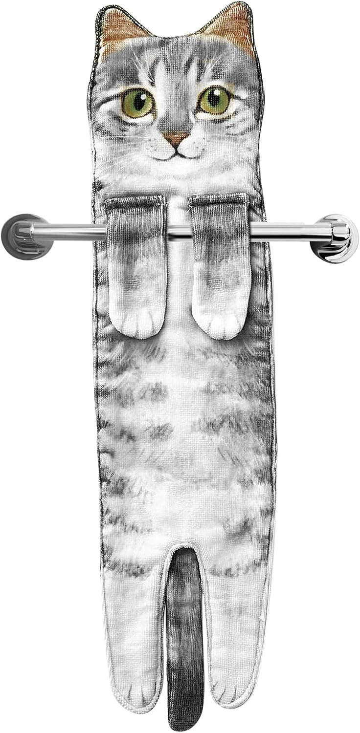 Funny Cat Hand Towel Bathroom Situation — WeirdThingsToBuy weird find