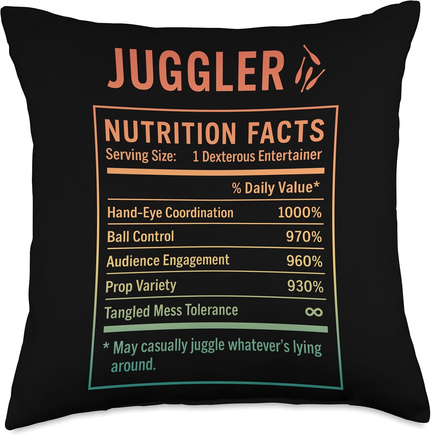 Funny Juggler Throw Pillow Situation — WeirdThingsToBuy weird find
